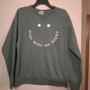 Green Crewneck Dog Lovers Smiley Design